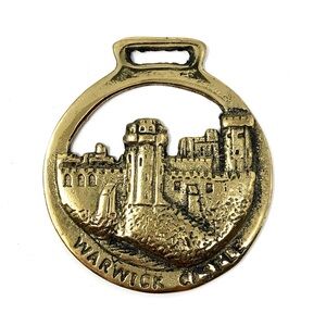 Vintage English Warwick Castle horse brass medallion